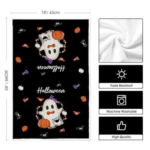 Black Beads Ghost Halloween Kitchen Towels Set of 2 18x26 Inch - Artoid Mode