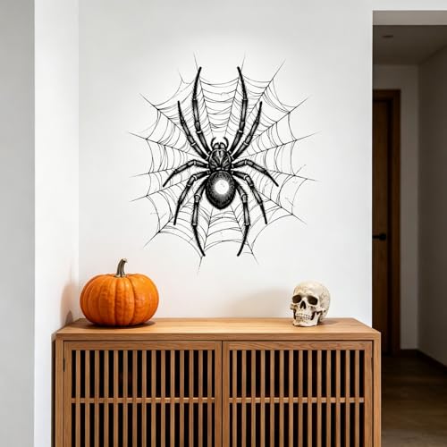 Halloween Window Cling Spider Web Decorations - Style12, Spooky Black Stickers for Glass, Walls, Home & Office