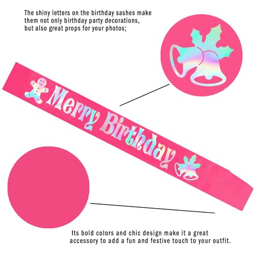 Holiday Birthday Sash with Iridescent Foil - Hot Pink Party Accessory