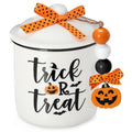 White Halloween Trick or Treat Ceramic Candy Canister - Festive Decor