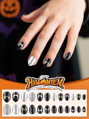 Halloween Press On Nails Set - Kids Fake Nails with Cute Patterns, 72Pcs, Variation B/3P