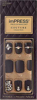 Black Short Length Press-On Nails Manicure Kit with Rhinestone Accents - Lavish
