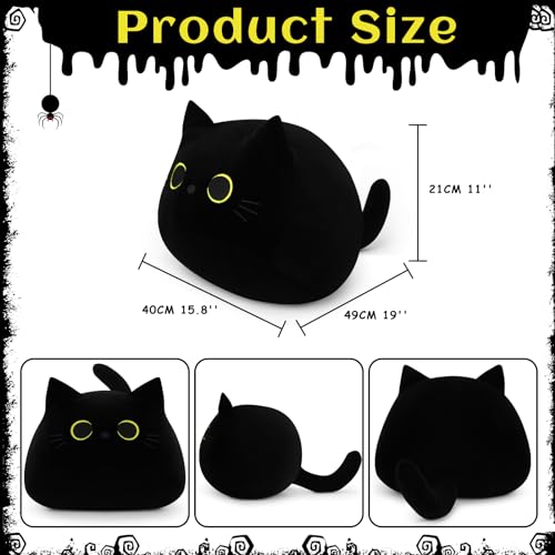 Black Cat Plush Toy Large 19'' Giant Plush Pillow Halloween Decor - Kids & Adults
