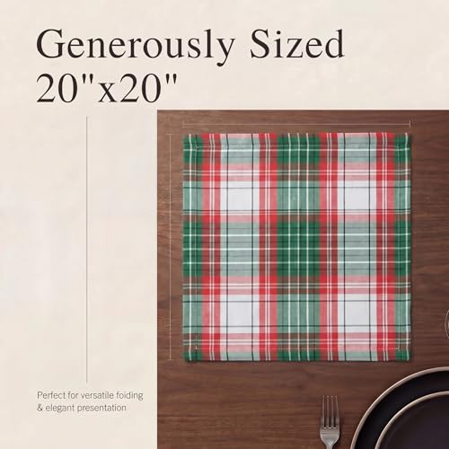 Christmas Checks Cloth Napkins 20x20 Set of 12 - Holiday Table Decor