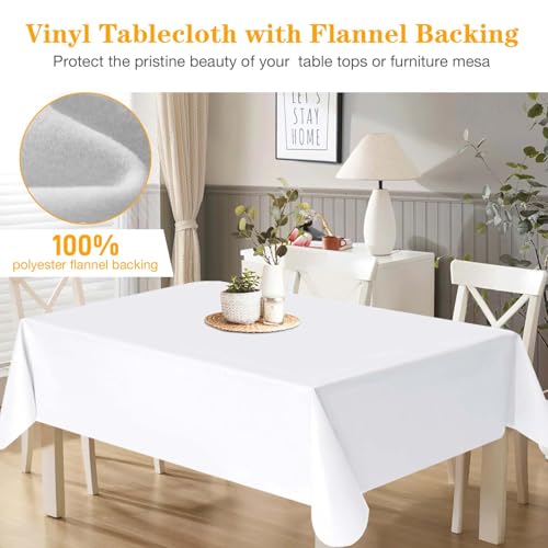 Rectangular Table Pad Protector 90x54 Inches Waterproof Heat-Resistant Vinyl with Flannel Backing