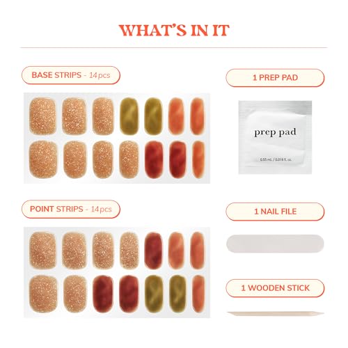 Semi Cured Gel Nail Strips - Autumn Haze Fall Nail Art Set