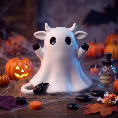 Halloween Ghost Highland Cow Figurine - Mini Resin Decoration Gift - Variation: Highland Cow