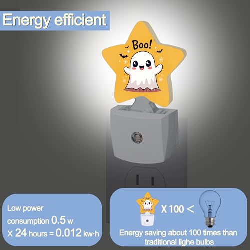 Cute Ghost Halloween Bat Nightlight Plug-in Wall Decor Dusk to Dawn Sensor