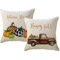 Coffee 2-Pack Fall Pumpkin Truck Throw Pillow Covers 18x18 Inches Farmhouse Decor