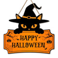 Halloween Black Cat Welcome Door Wooden Sign Decor - Halloween01