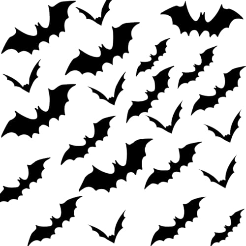 Halloween Bat Wall Decorations - 60 PVC 3D Bats for Spooky Party Decor