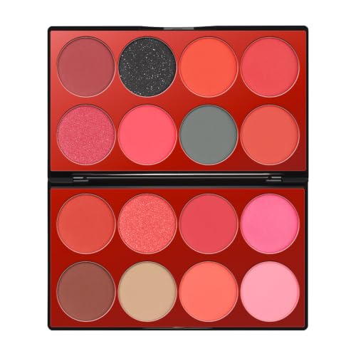 Red Eyeshadow Palette with Matte, Shimmer & Glitter Finishes - Halloween Makeup Kit - Variation: Red