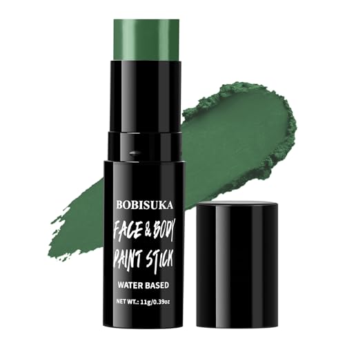 BOBISUKA Green Face Paint Stick - Full Coverage Washable SFX Makeup for Halloween & Cosplay