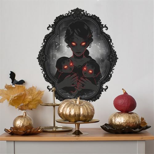 Halloween Wall Decals Female Ghost Mother Child 3D Horror Wall Stickers - Black Ghost Variation