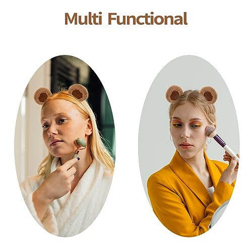 8 Pack Bear Ears Headband for Women Men - Cute Animal Costume Hair Accessory - Brown & Black