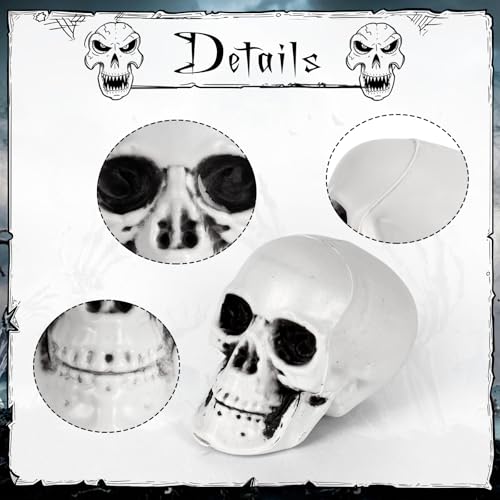 Halloween Skeleton Heads Set - Mini Plastic Skull Props for Haunted House & Party Decorations