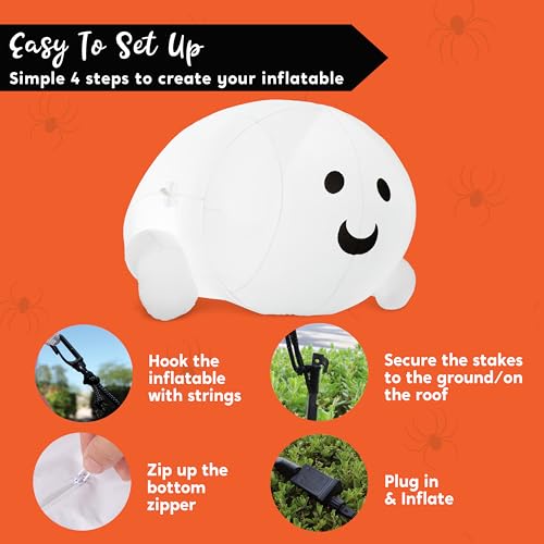 4.5ft Inflatable Ghost Halloween Yard Decoration with LED Lights for Outdoor Roof & Lawn