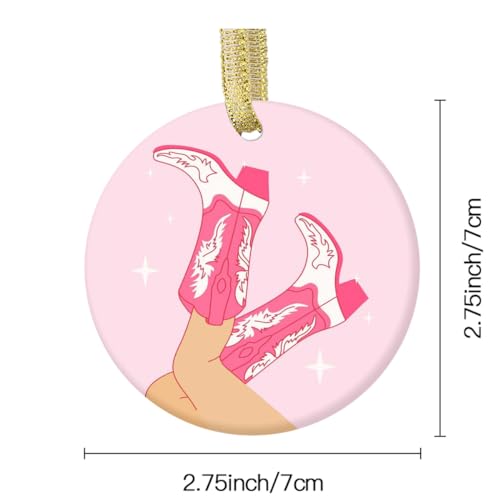 Christmas Ornament with Female Cowboy Legs in Boots - Holiday Decor