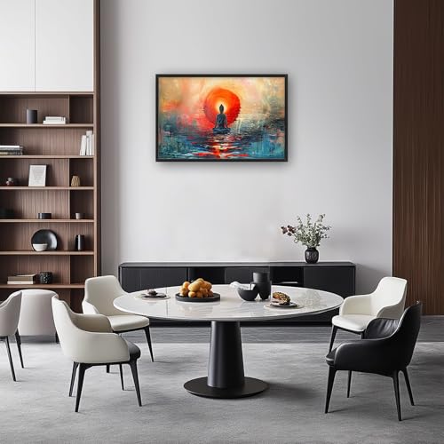 Buddha Wall Art Canvas Print - Large Abstract Zen Meditation Artwork for Living Room & Bedroom - 36 x 24 Inches - Variation of Buddha / 36"L x 24"W