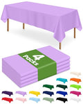 Lavender Disposable Plastic Tablecloths 4 Pack - 54 x 108 Inch for 6ft Tables