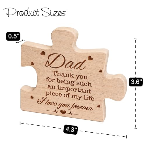 Father's Day Wooden Puzzle Sign - Dad Keepsake Plaque for Home & Desk Decor