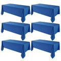 Royal Blue Rectangle Tablecloth 90 x 132 Inch - Pack of 6 for 6ft Tables, Durable Polyester
