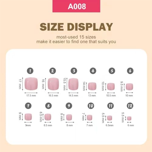 Press On Toenails Short Square Fake Nails Solid Color with Design - 12 Packs, Reusable Acrylic Manicure