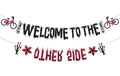 Black Red Glitter Welcome to the Other Side Banner for Stranger Party Decorations