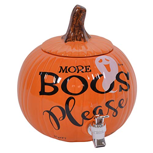 Halloween Pumpkin Ceramic Beverage Dispenser with Spigot - 11 Inch