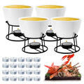 12.8oz Ceramic Butter Warmer for Seafood with Stand & Tealight Candles - Melter Set