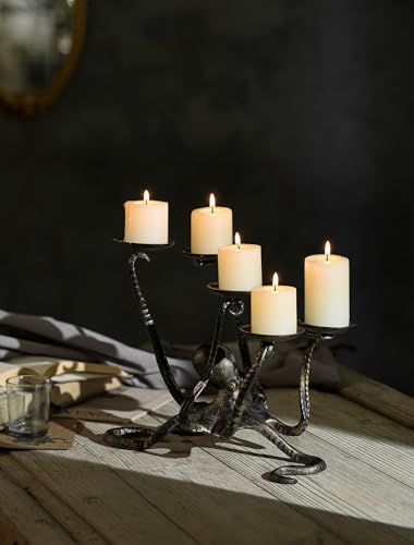 Gothic Octopus Candle Holder for Halloween and Home Decor - Iron Candelabra