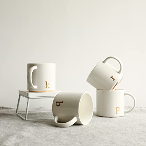 Ceramic Coffee Mug with Gold Monogram - 15 oz Gift Box - Gold K Variation