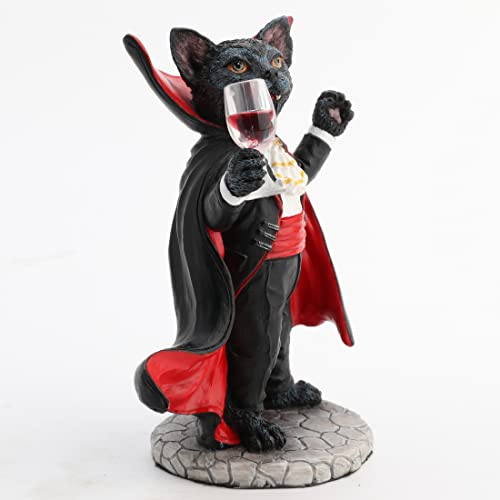 Catcula Vampire Cat Figurine - Hand Painted Resin Halloween Collectible
