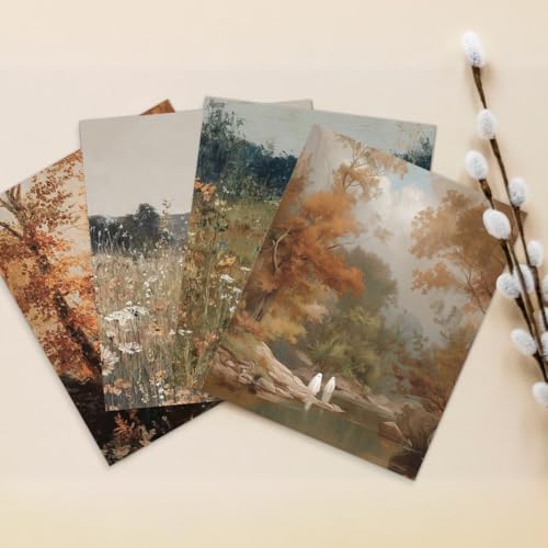 Ghost Wall Art Prints Set of 4 - Vintage Floral Halloween Fall Farmhouse Unframed 8x10in White & Black