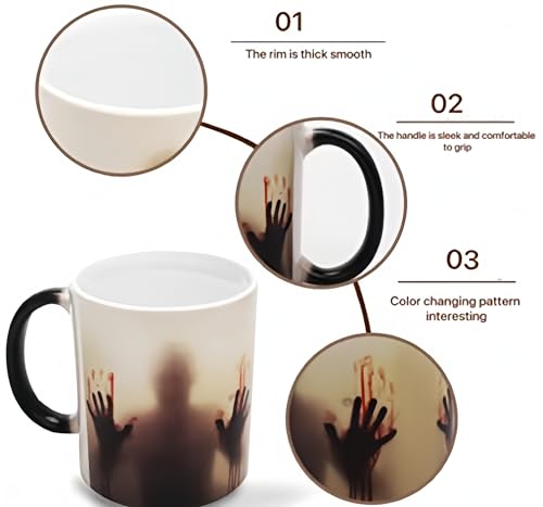 Color-Changing Halloween Zombie Coffee Mug - Black Blood Palm 75°C Thermosensitive Cup