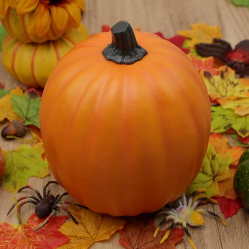 Orange Foam Pumpkin Decor 6.7 Inch Fake Pumpkin for Fall Halloween Thanksgiving
