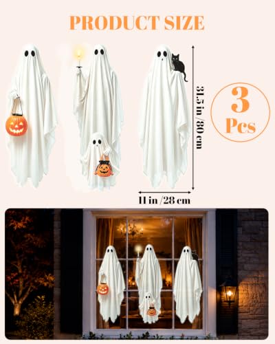 ALKB Halloween Window Clings Stickers - Ghost Halloween Window Decorations