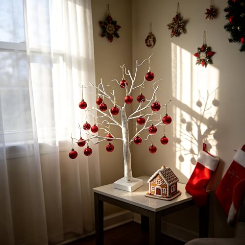HipTree Red Christmas Halloween Tree Ornament Set 30 Pieces - 1.57 Inch