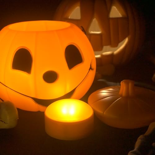 Halloween Battery LED Jack-O-Lantern Pumpkin Lights with Remote Control - Orange, 8 pcs