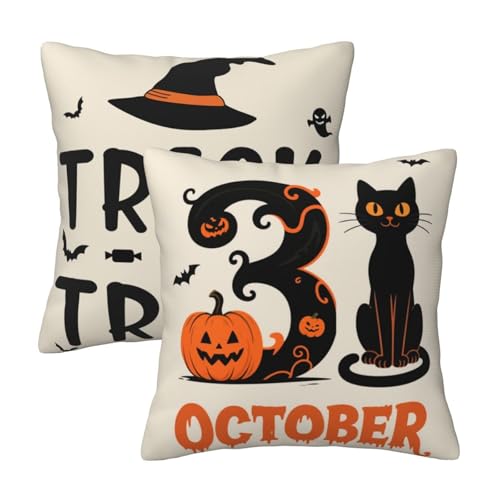 Halloween Throw Pillow Covers 18x18 Set of 2 - Outdoor Spooky Decorative Pillow Covers