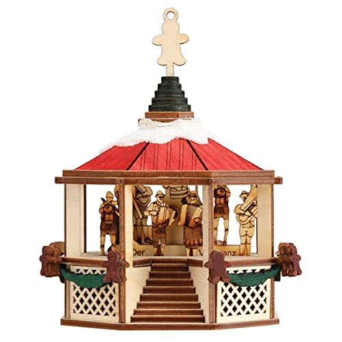 Handcrafted Glass Christmas Ornament - Oompah Gazebo Wooden Decoration