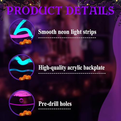 Enshanneon Moon Bats Neon Sign - Flashing Bats Halloween LED Wall Light