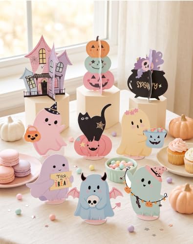 Pastel Halloween Decor 9PCS Ghost Centerpieces for Party Table Decorations