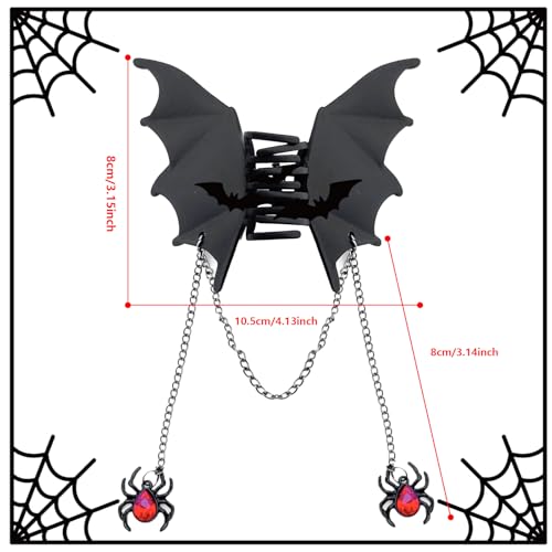 Halloween Bat Claw Hair Clips with Spider Decorations - Metal Costume Accessories