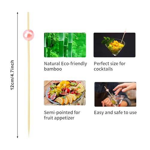 800pcs Gold, Silver, White & Pink Pearl Cocktail Toothpicks for Appetizers & Party Decor - Festive Skewers