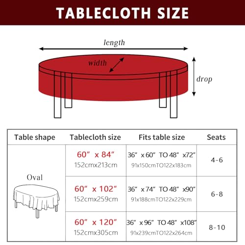 Roszwtit Christmas Tree Oval Tablecloth 60x120 Inches - Holiday Home Decor - Variation 03