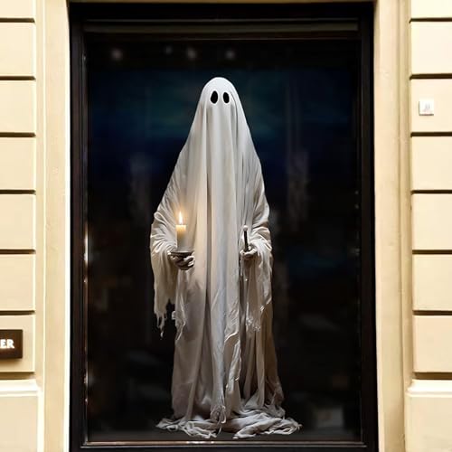 Halloween Window Clings for Glass - Ghost Spooky Decals, Reusable, Style 18