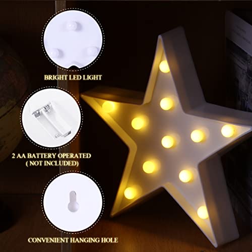 Tarpop 4 Pack White LED Star Marquee Wall Signs Battery Operated