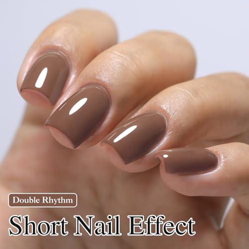 Gray Brown Double Rhythm 15ML Gel Nail Polish - Same Color, Soak Off, Long-Lasting, Salons & DIY