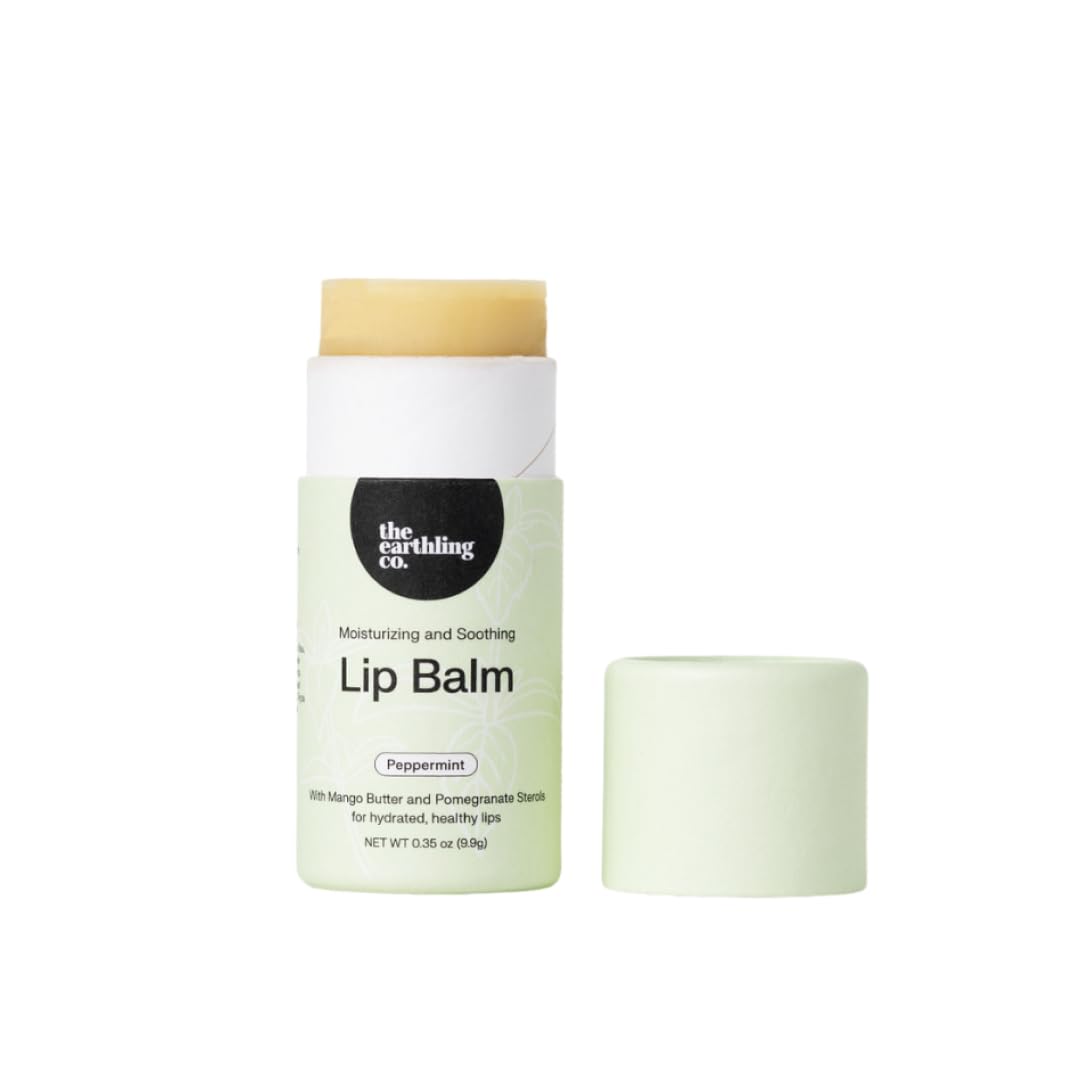 The Earthling Co. Lip Balm - Organic Mint Lip Care | Non-Tinted, Bee-Free Moisturizer (0.33 oz)